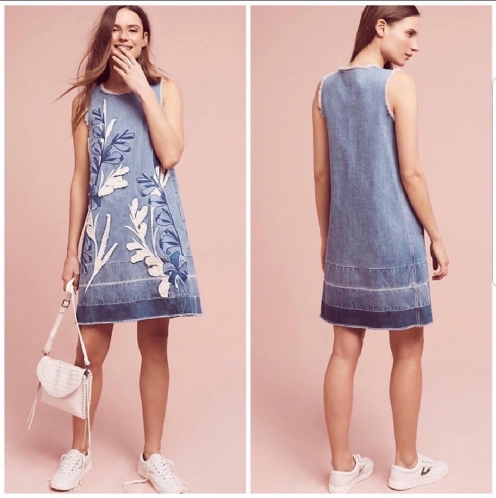Holding Horses Floral Denim Shift Dress